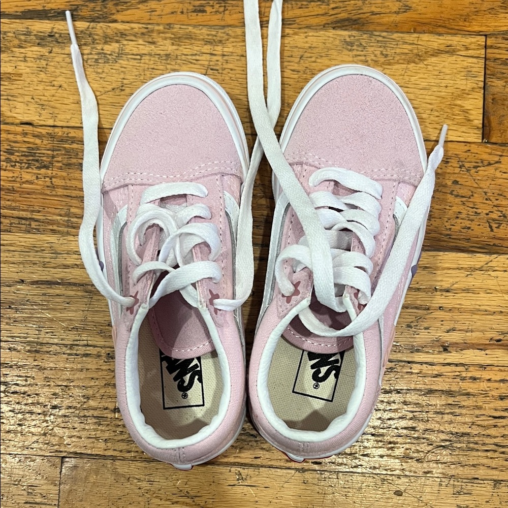 Flower detailed pink girls vans - Picture 2 of 3